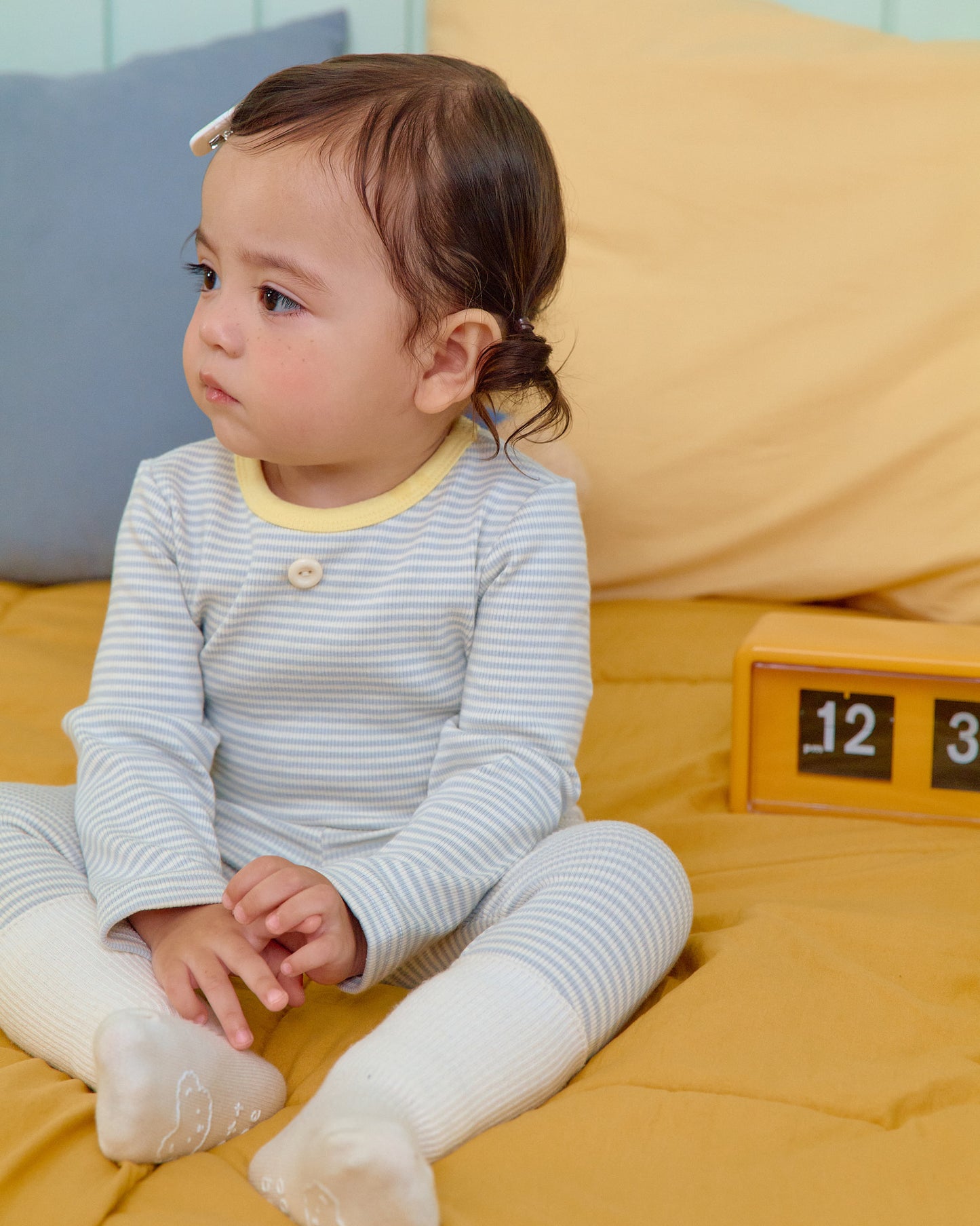 (Pre-order) OOTTBEBE Fall - Sweet Stripe Pajama Set 바닐라라떼실내복 (3 Colors)
