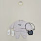 (Pre-order) Soybean Kids - Ribbon Chain Embroidery Top & Bottom Set 리본체인자수상하복 (2 Colors)