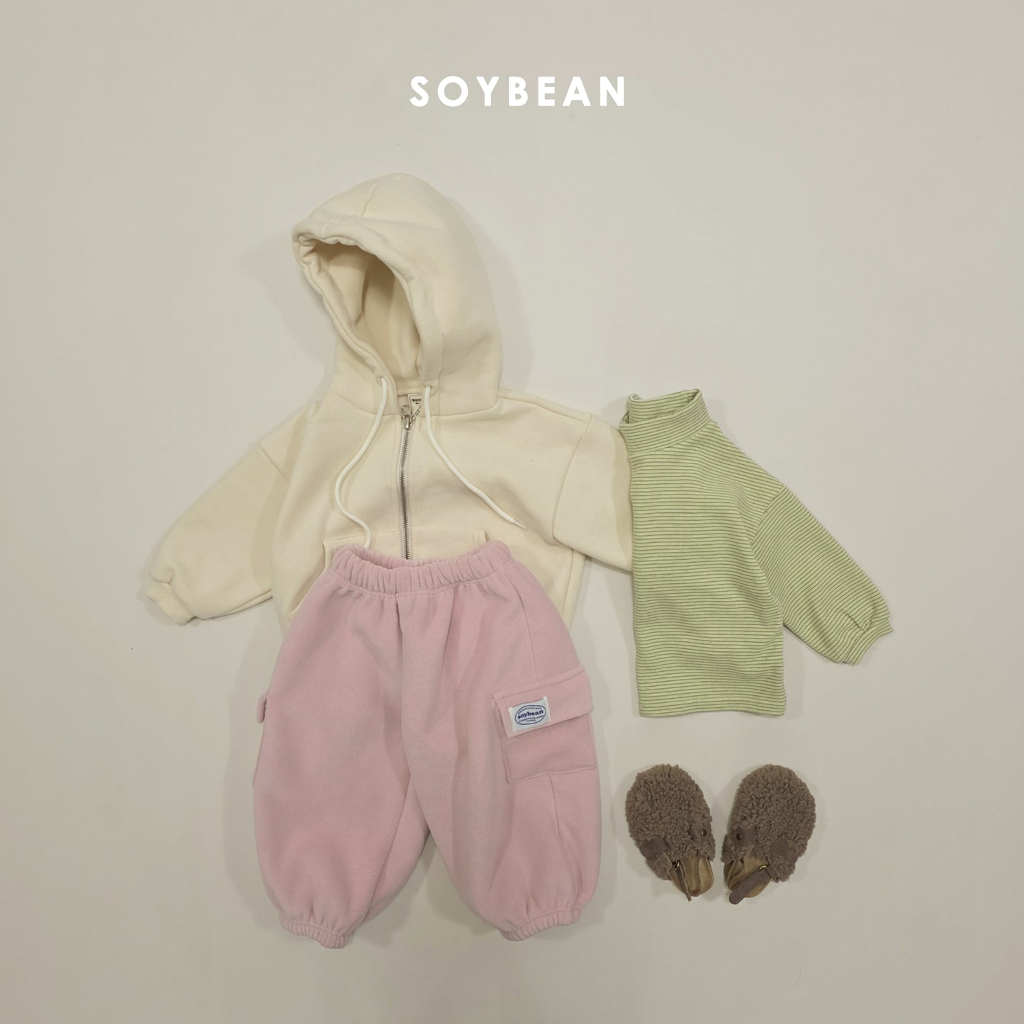 (Pre-order) Soybean Kids Winter - Fleece-Lined Basic Hood Zip-Up 양기모후드집업 (4 Colors)