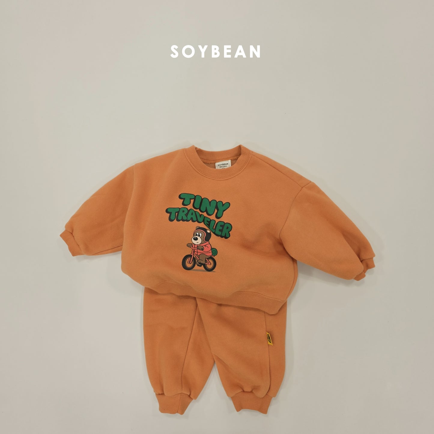 (Pre-order) Soybean Kids Winter - Little Traveler Fleece-Lined Top & Bottom Set 양기모꼬마여행자상하 (3 Colors)