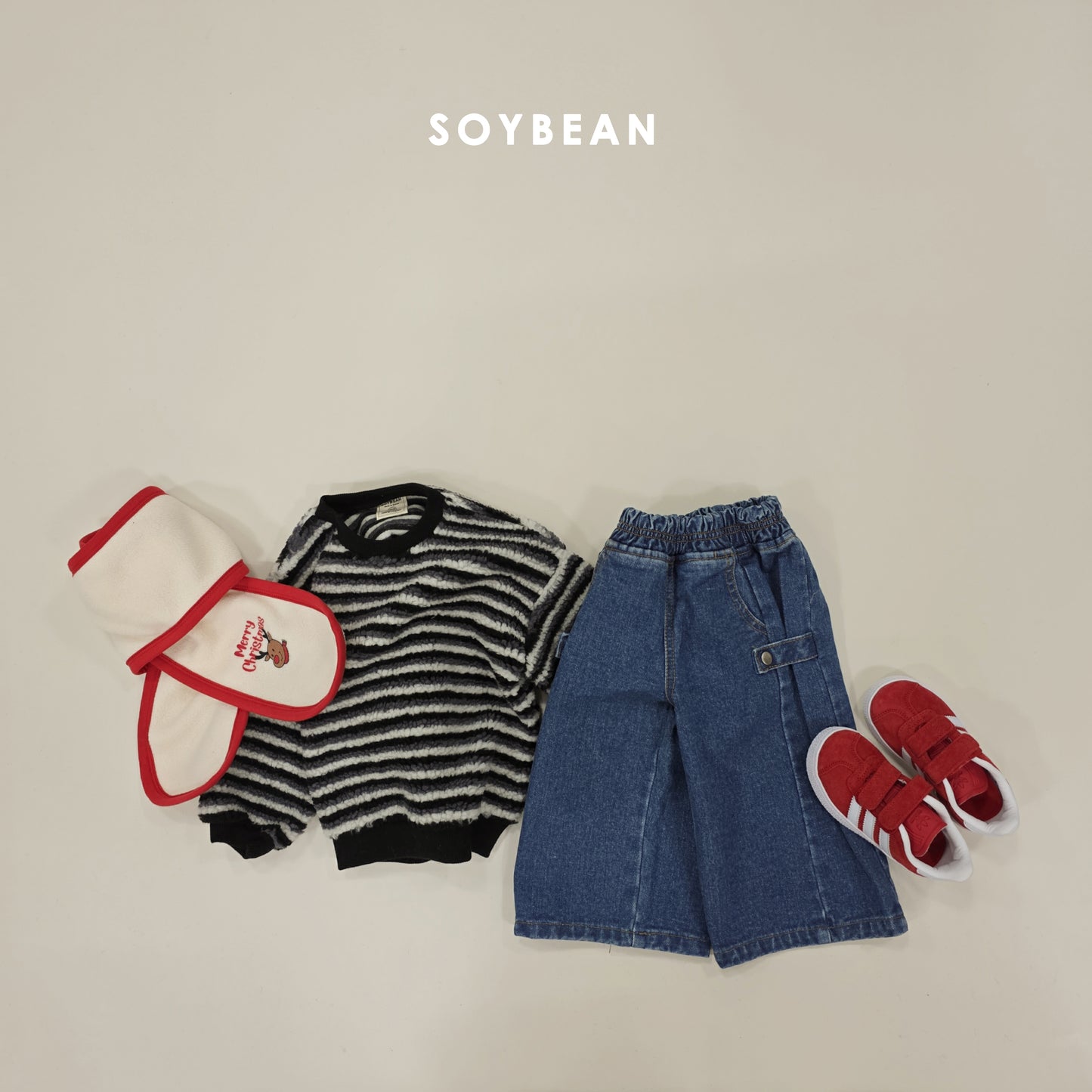 (Pre-order) Soybean Kids Winter - Snap Cut Fleece-Lined Denim Pants 스냅컷기모데님 (2 Colors)