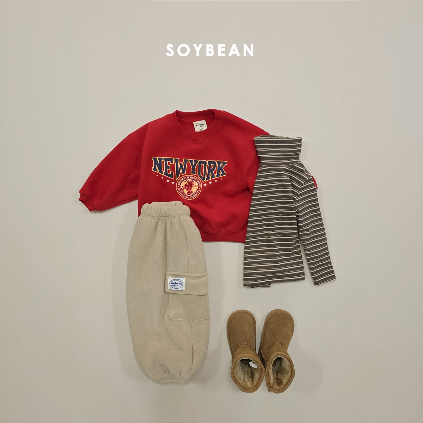 (Pre-order) Soybean Kids Winter - New York Brushed Fleece Sweatshirt 뉴욕기모맨투맨 (2 Colors)