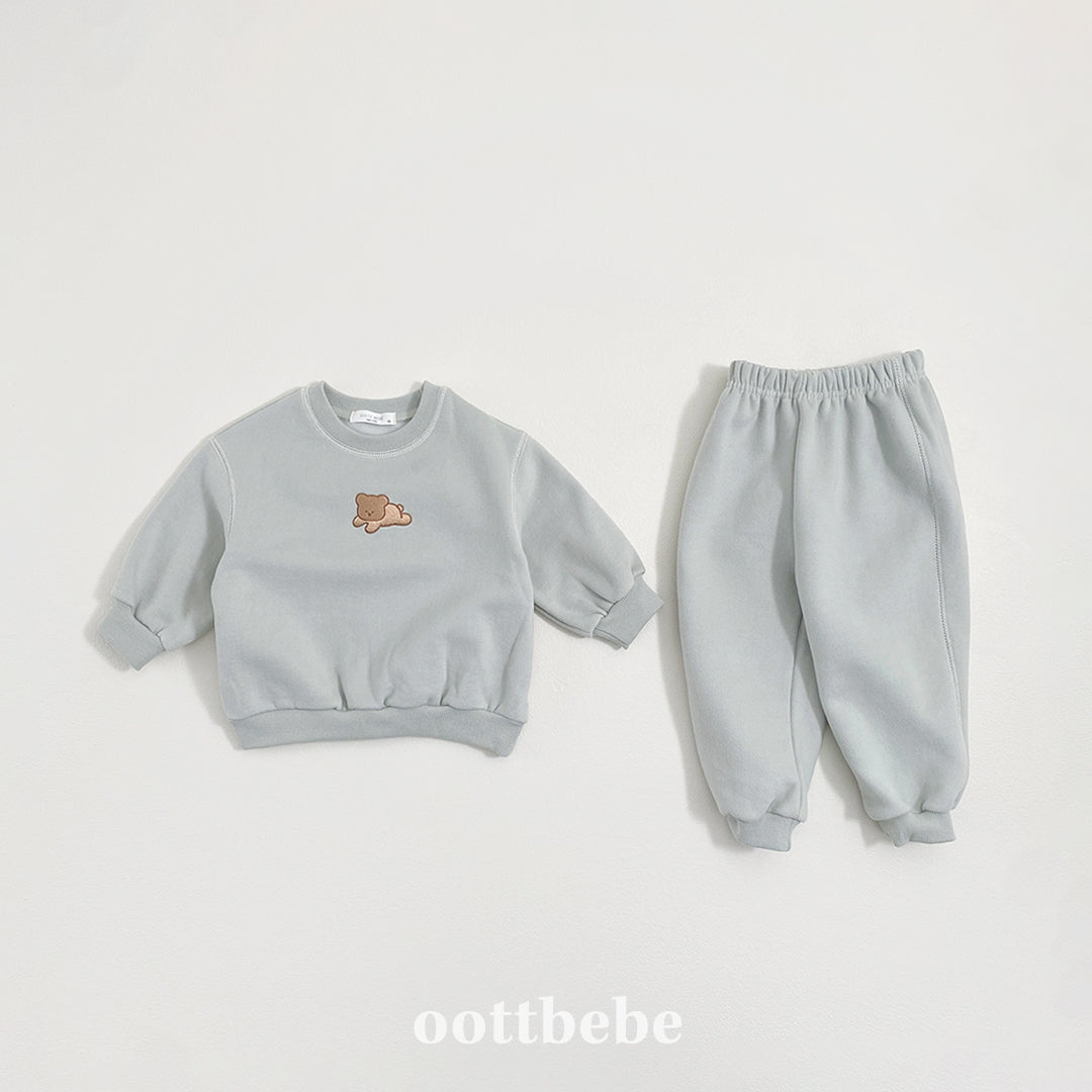 (Pre-order) OOTTBEBE Winter - Cozy Bear Top & Bottom Set 쿨쿨베어상하복 (2 Colors)