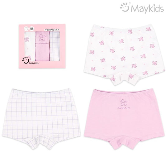 (Pre-Order) MayKids - Cutie Poodle Cotton Girls’ Boxer Briefs (3-pack)