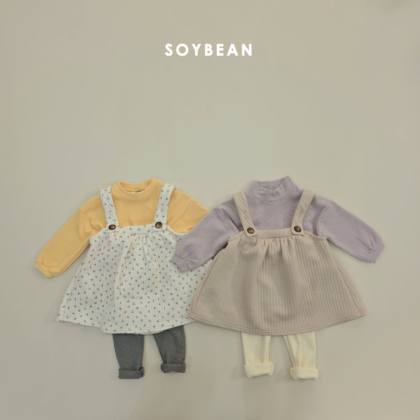 (Pre-order) Soybean Kids Winter - Quilted Overall Dress 누빔멜빵치마 (2 Colors)