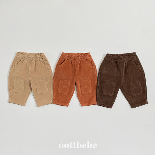 (Pre-order) OOTTBEBE Winter - Corduroy Knee-Patch Pants 코듀로이빵떡팬츠 (3 Colors)