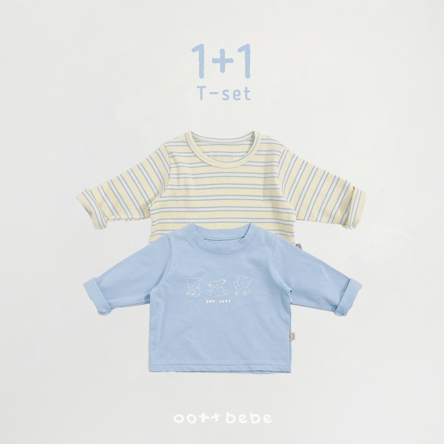 (Pre-order) OOTTBEBE Spring - Say OOTT 1+1 Kid Tee Set 세이오뜨1+1티셔츠 (4 Colors)