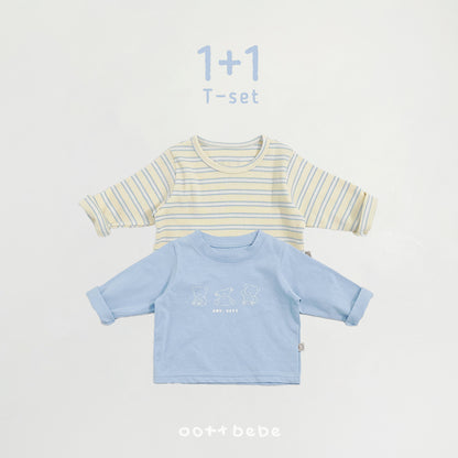 (Pre-order) OOTTBEBE Spring - Say OOTT 1+1 Kid Tee Set 세이오뜨1+1티셔츠 (4 Colors)