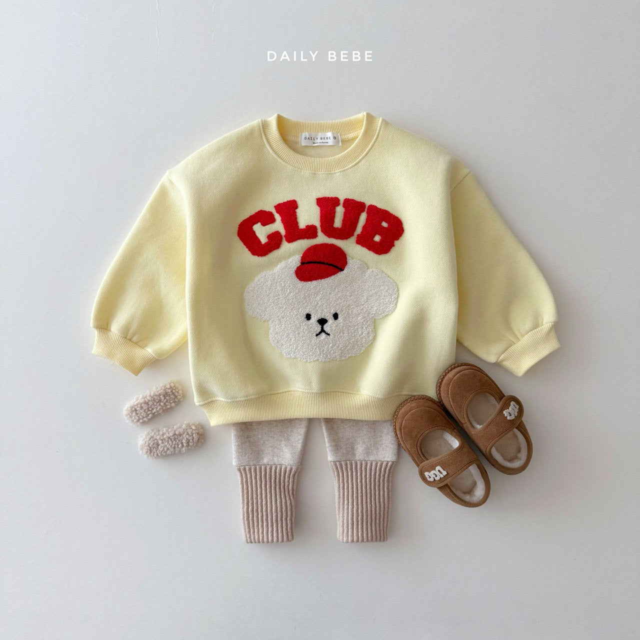 (Pre-order) Daily Bebe Winter - Kids' Club Bichon Fleece Sweatshirt 클럽 비숑 맨투맨 (2 Colors)