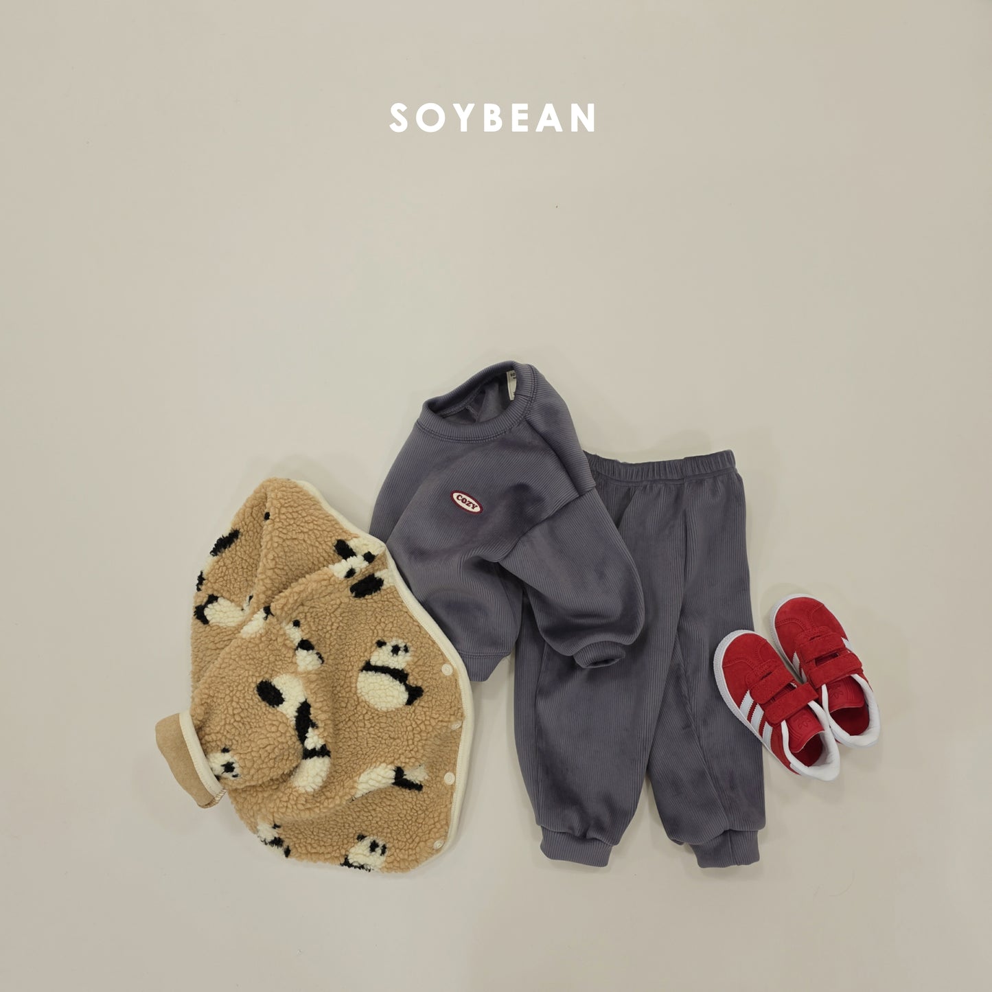 (Pre-order) Soybean Kids Winter - Minky Cozy Ribbed Fleece-Lined Top & Bottom Set 밍크코지상하복 (4 Colors)