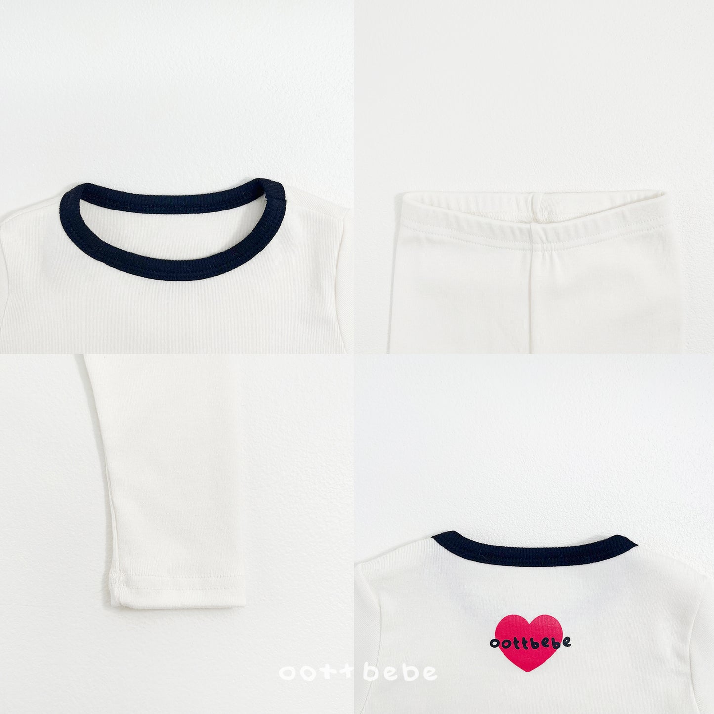 (Pre-order) OOTTBEBE Spring - Modal Heart Pajama Set 모달하트실내복 (4 Colors)