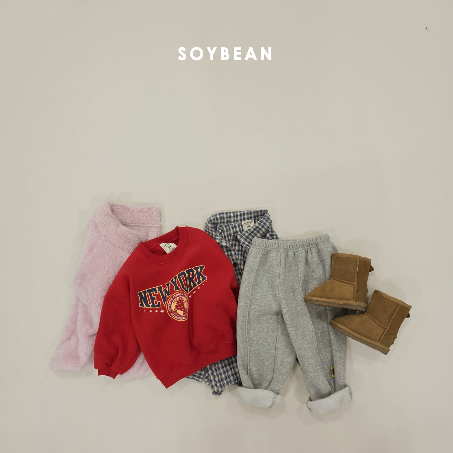 (Pre-order) Soybean Kids Winter - New York Brushed Fleece Sweatshirt 뉴욕기모맨투맨 (2 Colors)