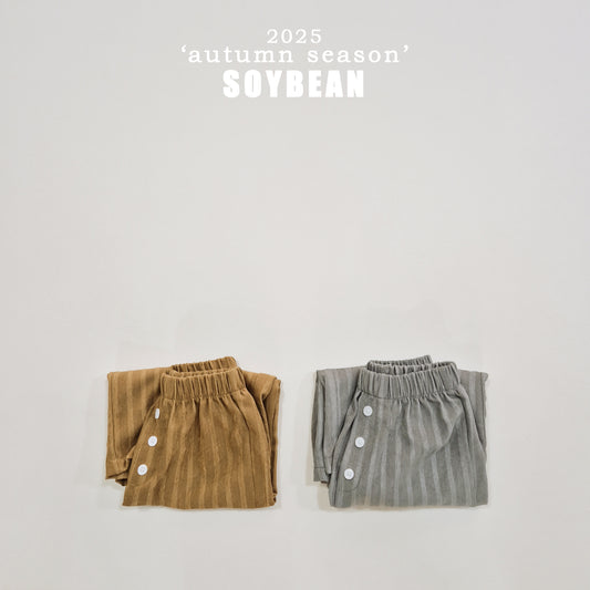 (Pre-order) Soybean Kids - Button Stripe Wide Pants 버튼트렁크팬츠 (2 Colors)