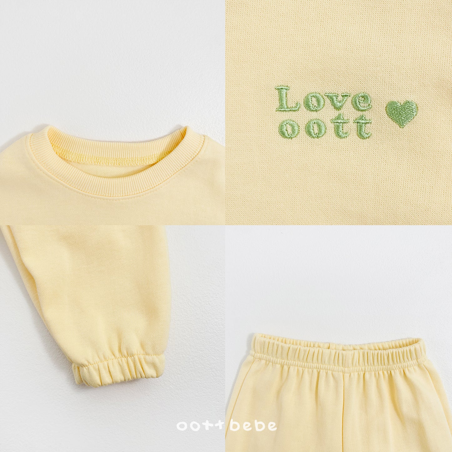 (Pre-order) OOTTBEBE Spring - Love OOTT Top & Bottom Set 러브오뜨상하복 (4 Colors)