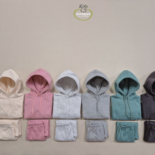 (Pre-order) Soybean Kids - Fleece-Lined Hoodie Top & Bottom Set 양기모후드상하복 (6 Colors)