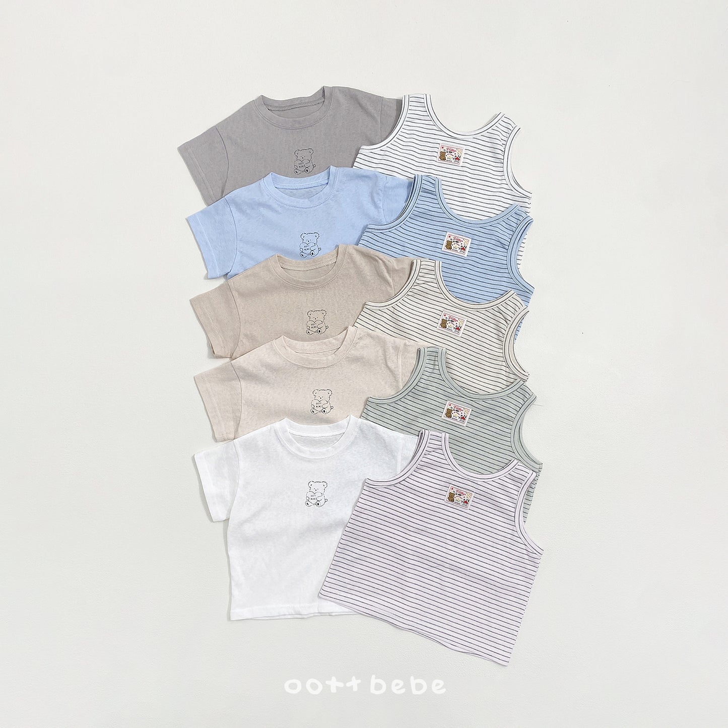 (Pre-order) OOTTBEBE Summer - Sherbet 1+1 Tee Set (Kids) 샤베트 1+1티셔츠 (5 Colors)