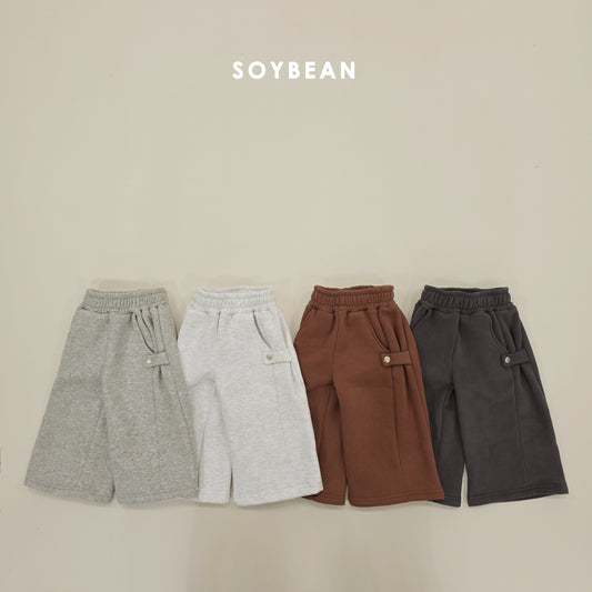 (Pre-order) Soybean Kids Winter - Fleece-Lined Side Snap Wide Pants 양기모사이드스냅팬츠 (4 Colors)