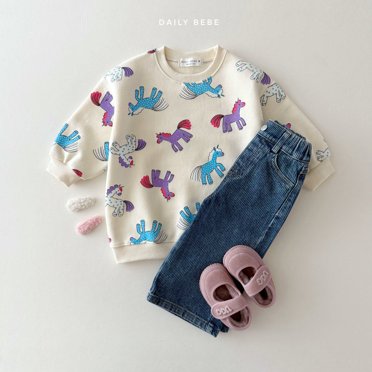 (Pre-order) Daily Bebe Winter - Kids' Playful Animal Long Sweatshirt 롱 맨투맨 (2 Colors)