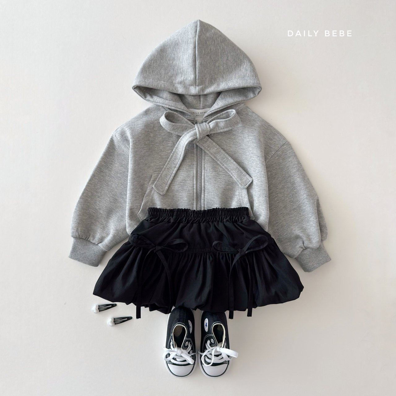 (Pre-order) Daily Bebe Summer- Kids’ Ribbon Hoodie Zip-Up 리본 후드집업 (3 Colors)