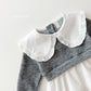 (Pre-order) Daily Bebe - Kids' Knit Collar Layered Dress 니트 배색 원피스 (2 Colors)