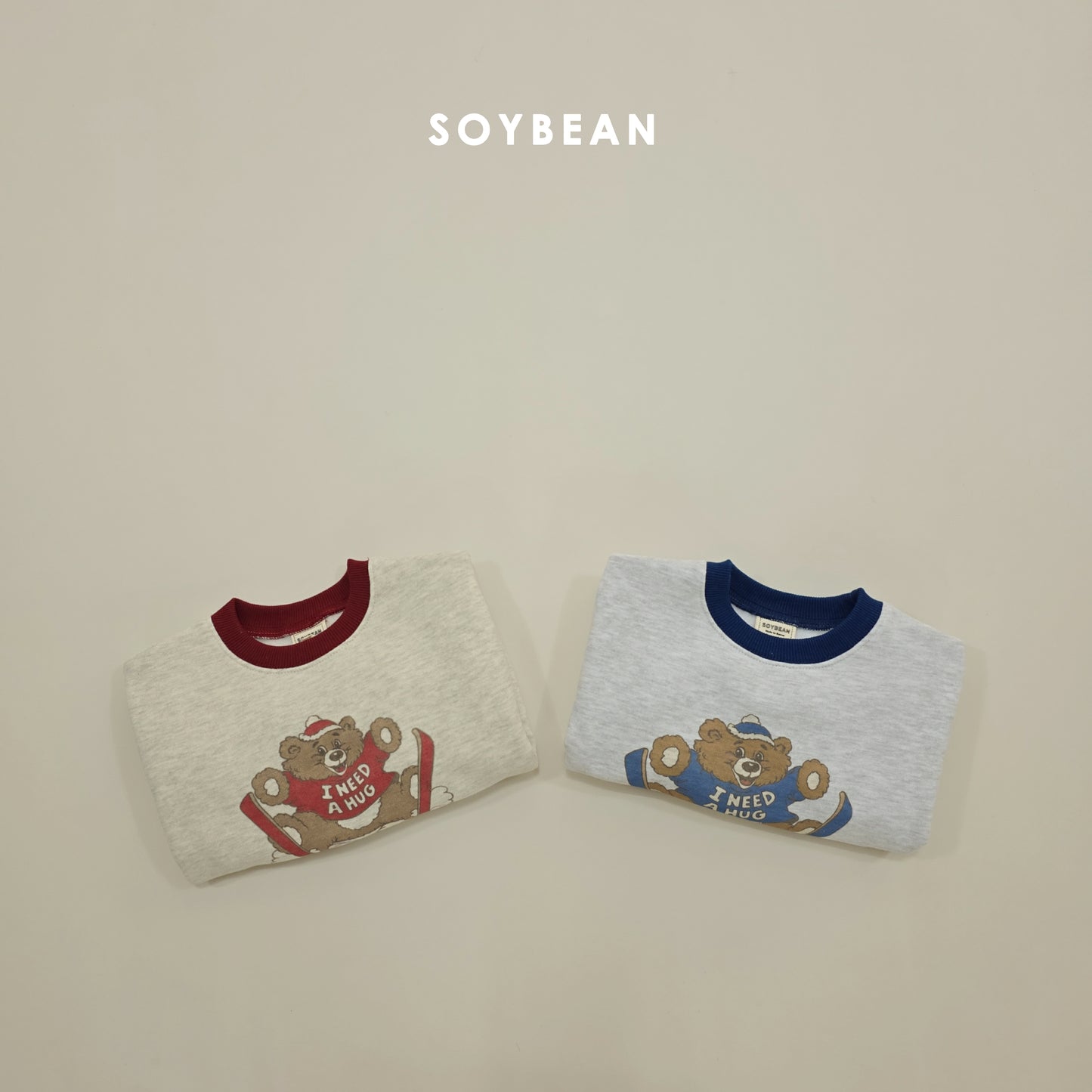 (Pre-order) Soybean Kids Winter - Ski Bear Fleece-Lined Sweatshirt 스키곰양기모맨투맨 (2 Colors)