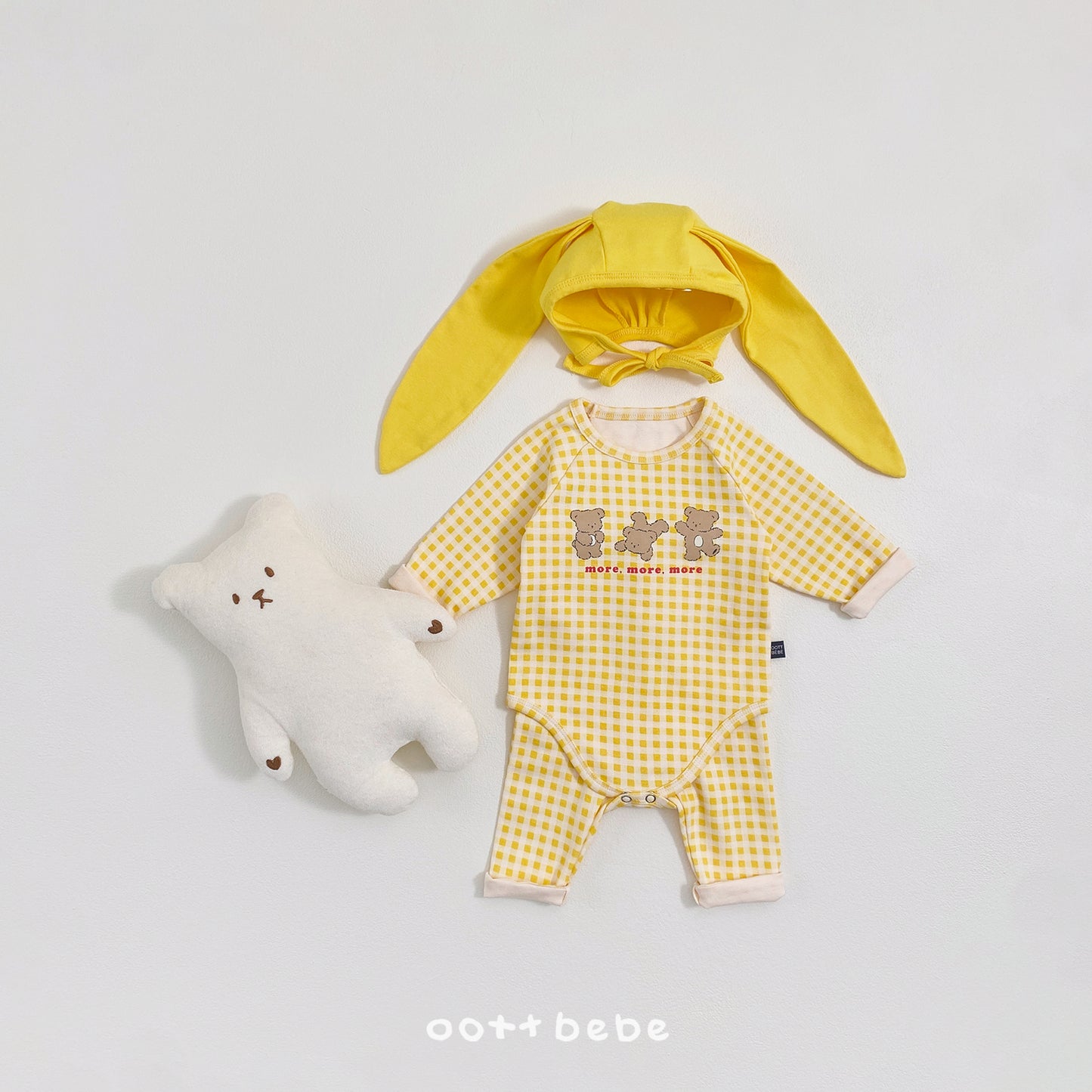 (Pre-order) OOTTBEBE Winter - Checked Bear Full Bodysuit 체크베어슈트 (2 Colors)