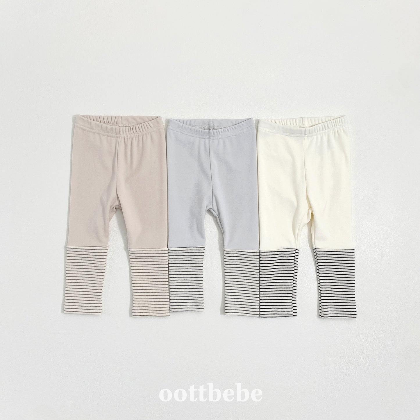 (Pre-order) OOTTBEBE Winter - Stripe Ankle Leggings 윈터배색레깅스 (3 Colors)
