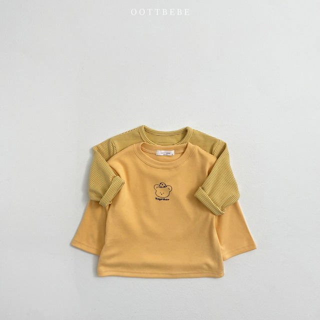 (Pre-order) OOTTBEBE - Kids’ Winter Duo T-Shirt Set 베이글 1+1 티셔츠 - Kids (6 Colors)