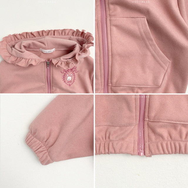 (Pre-order) OOTTBEBE - Frilled Hooded Zip-Up 프릴후드집업 (2 Colors)