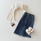 (Pre-order) Daily Bebe Winter - Kids' Ribbon Shoulder Top 리본 숄더티 (3 Colors)