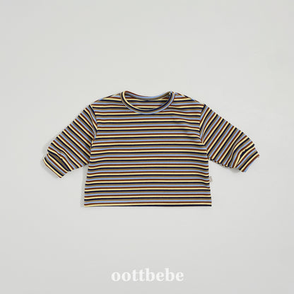 (Pre-order) OOTTBEBE Winter - Chunky Ribbed Stripe Tee 봉봉시보리티 (2 Colors)