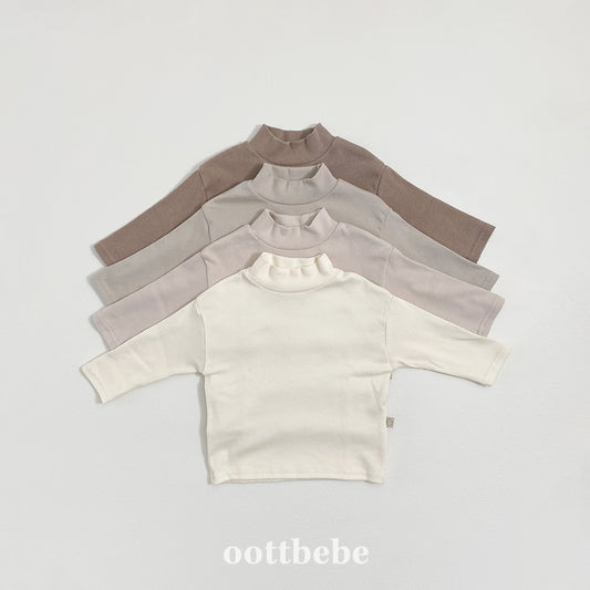 (Pre-order) OOTTBEBE Winter - Modal Ribbed Turtleneck Tee 모달골지폴라티 (4 Colors)