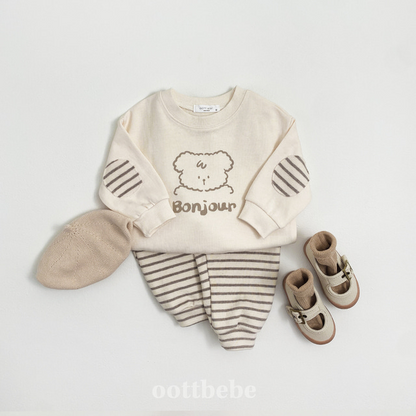 (Pre-order) OOTTBEBE - Bonjour Puppy Top and Bottom Set 봉쥬르퍼피상하복 (2 Colors)