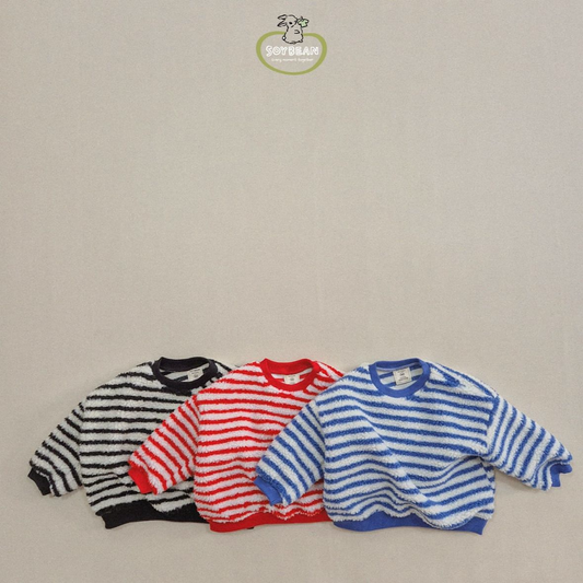 (Pre-order) Soybean Kids - Striped Fleece Sweatshirt 양털스트라이프맨투맨 (3 Colors)