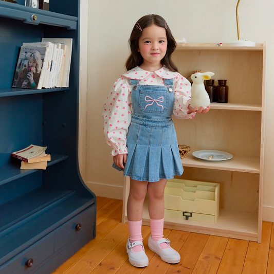 (Pre-order) Daily Bebe - Kids’ Denim Overall Skirts 청멜빵 치마