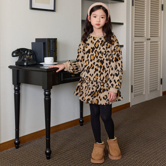 (Pre-order) Daily Bebe - Kids’ Leopard Skirt Set 레오파드세트 (2 Colors)