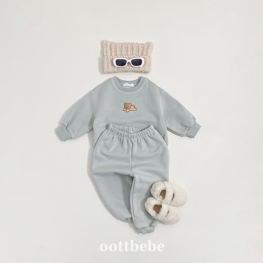 (Pre-order) OOTTBEBE Winter - Cozy Bear Top & Bottom Set 쿨쿨베어상하복 (2 Colors)