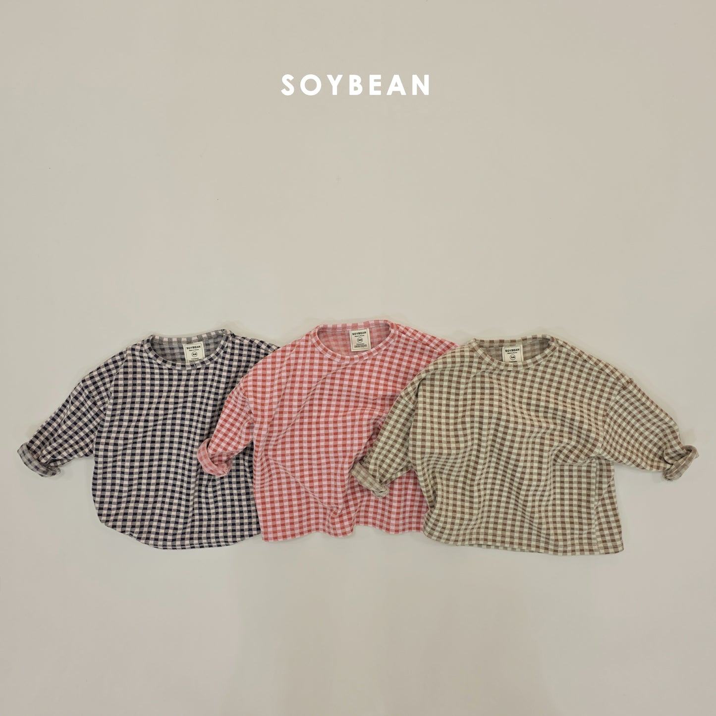 (Pre-order) Soybean Kids Winter - Check Cozy Fleece Top & Bottom Set 체크몽글실내복 (3 Colors)