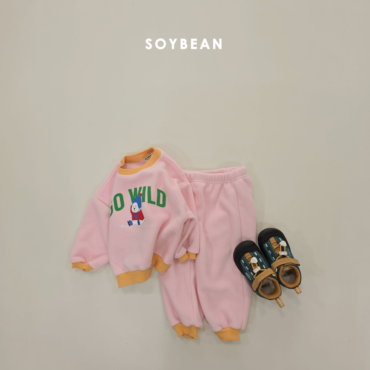 (Pre-order) Soybean Kids Winter - Baby Polar Bear Fleece Top & Bottom Set 아기백곰플리스상하복 (2 Colors)