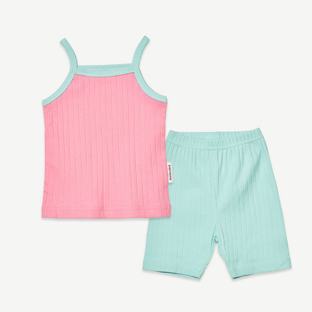 (Baby Boom) Summer Milk Ribbed Cami Pajama Set (4 Colors)