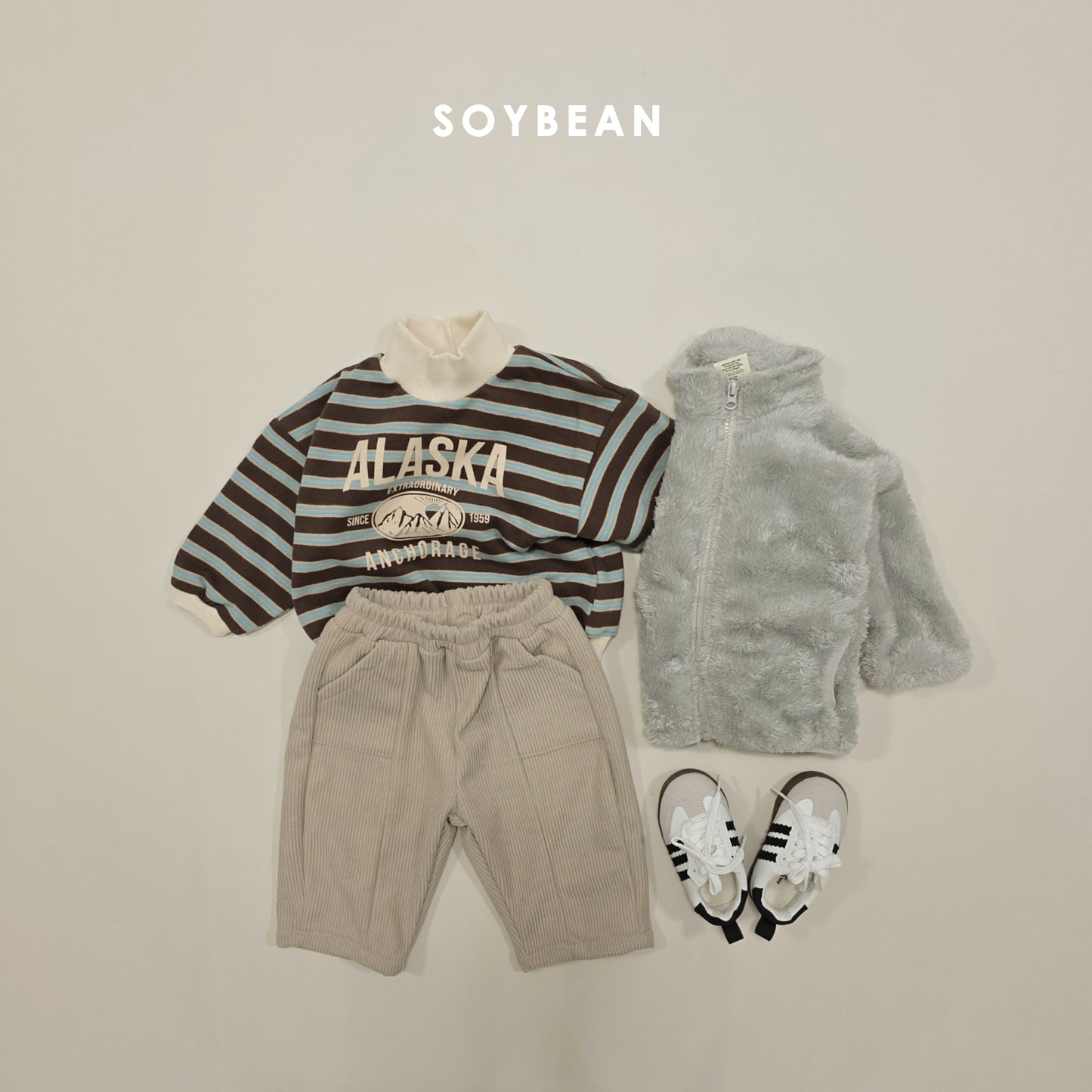 (Pre-order) Soybean Kids Winter - Alaska Fleece-Lined Mock Neck Sweatshirt 알래스카양기모맨투맨 (2 Colors)