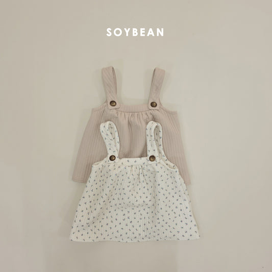 (Pre-order) Soybean Kids Winter - Quilted Overall Dress 누빔멜빵치마 (2 Colors)