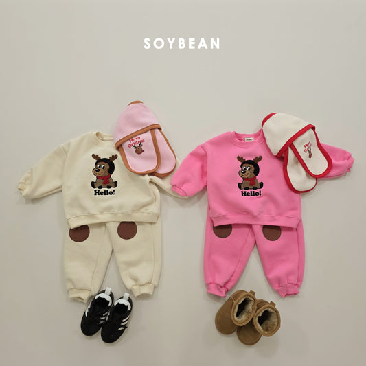 (Pre-order) Soybean Kids Winter - Hello Boucle Rudolph Top & Bottom Set 헬로부클루돌프상하 (2 Colors)