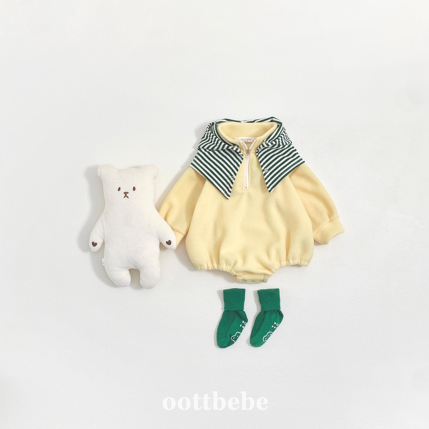 (Pre-order) OOTTBEBE Winter - Puppy Fleece Anorak Bodysuit 멍멍아노락슈트 (4 Colors)
