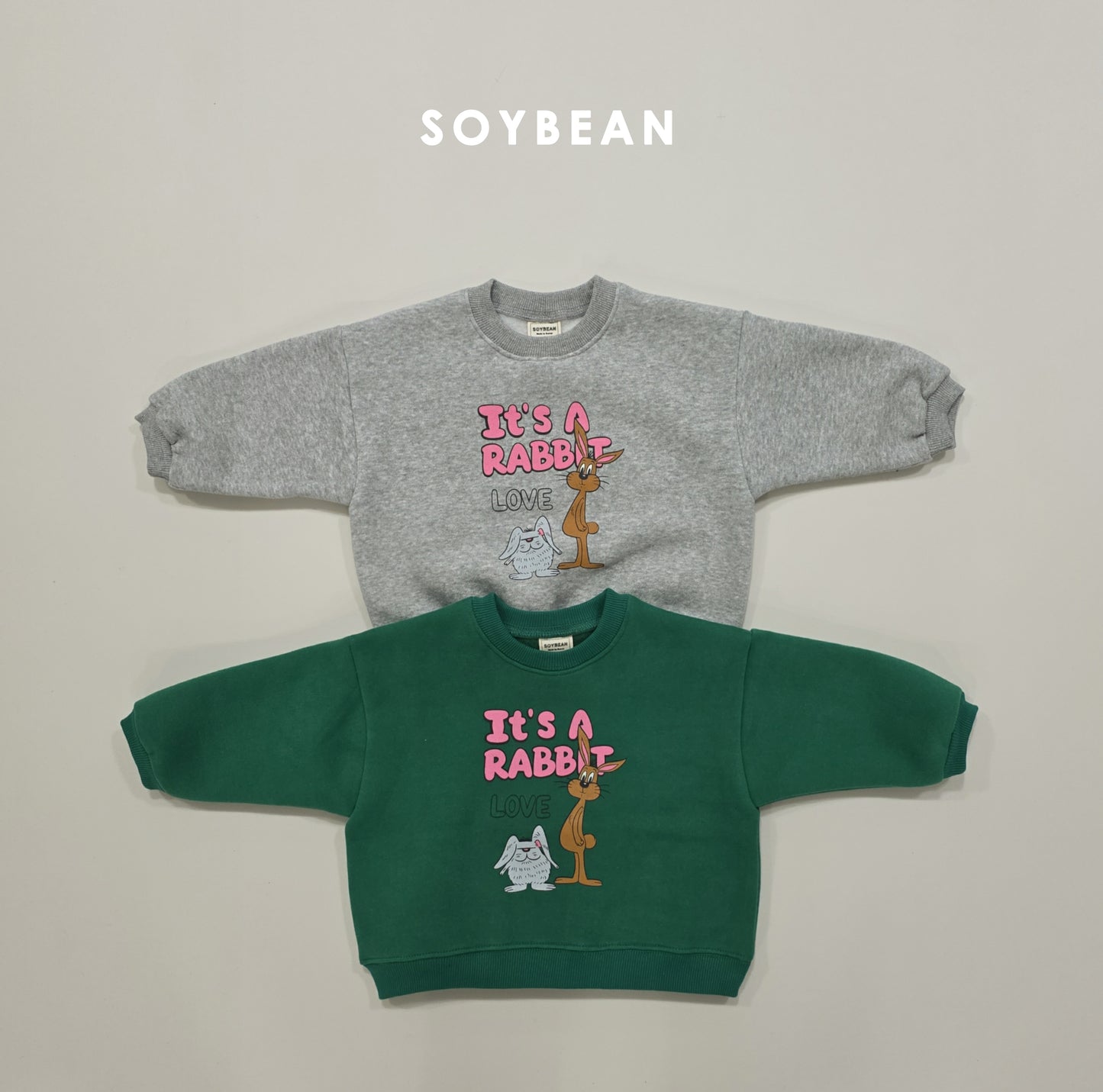 (Pre-order) Soybean Kids Winter - Rabbit Fleece-Lined Sweatshirt 래빗양기모맨투맨 (2 Colors)