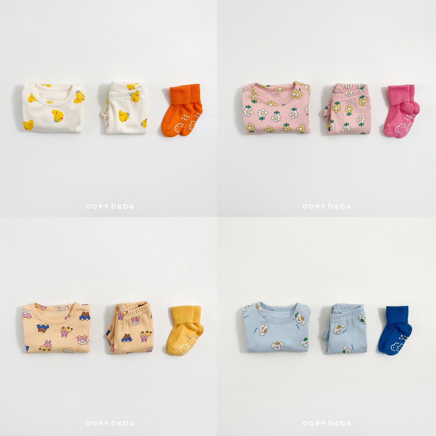 (Pre-order) OOTTBEBE Spring - Picnic Cotton Pajama Set 나들이실내복 (4 Colors)