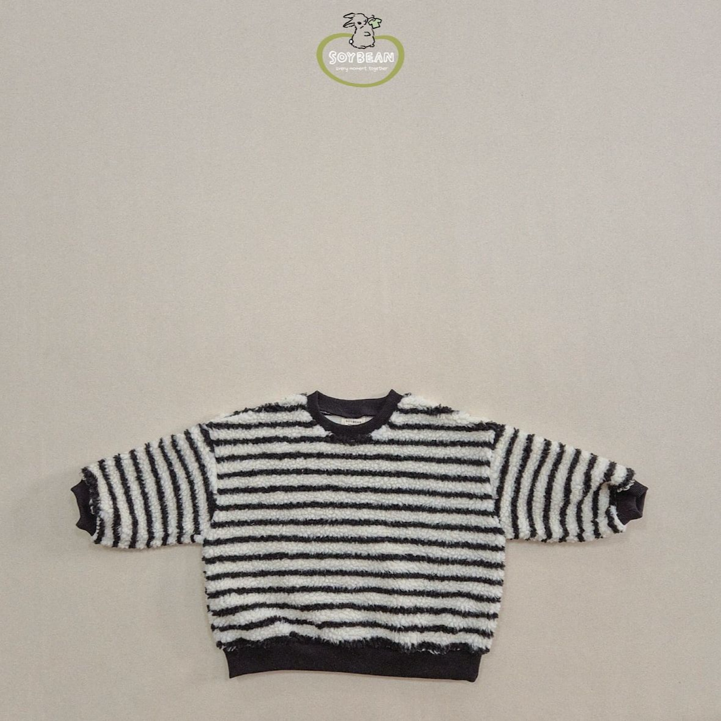 (Pre-order) Soybean Kids - Striped Fleece Sweatshirt 양털스트라이프맨투맨 (3 Colors)