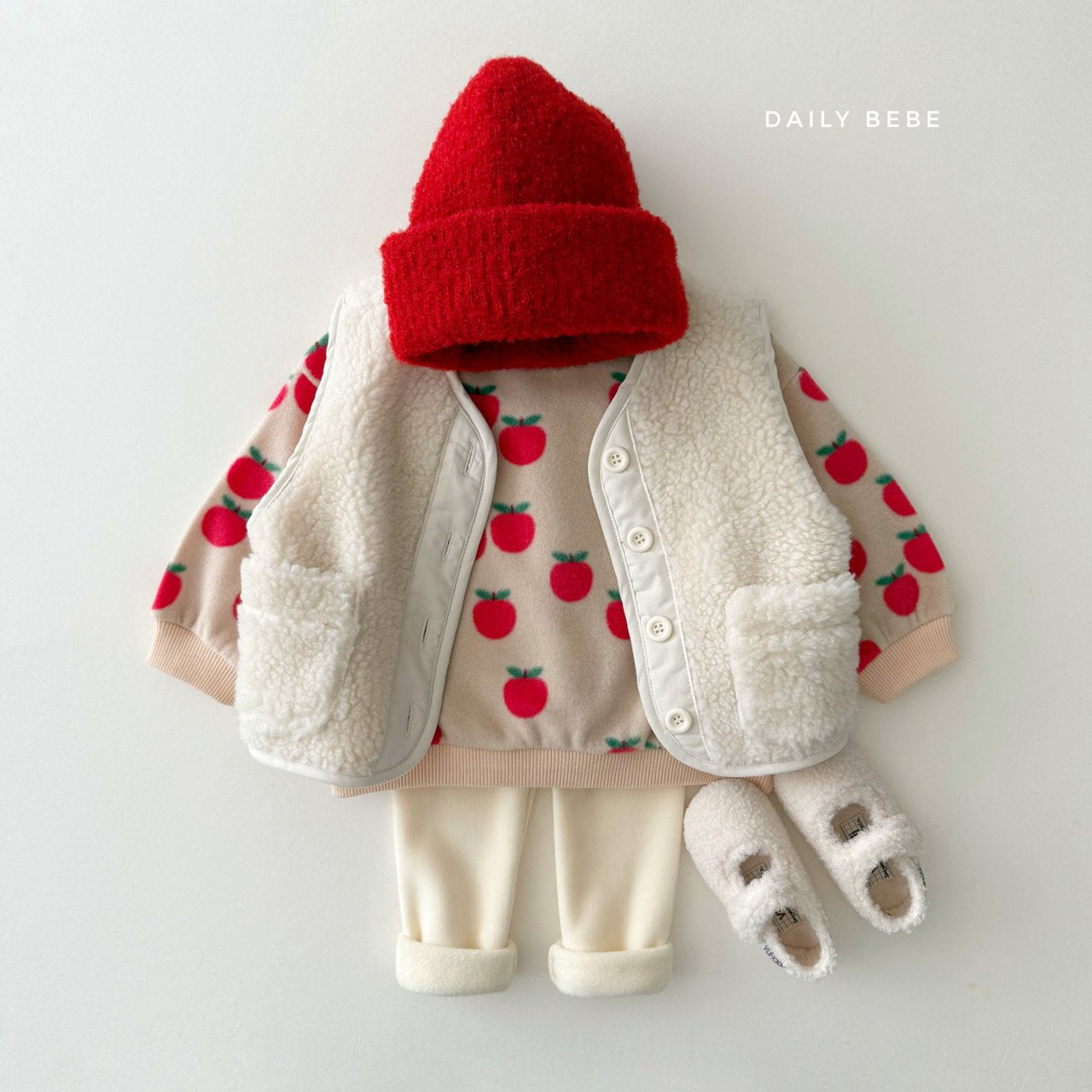 (Pre-order) Daily Bebe Winter - Fleece Cozy Print Sweatshirt 후리스 맨투맨 (4 Colors)