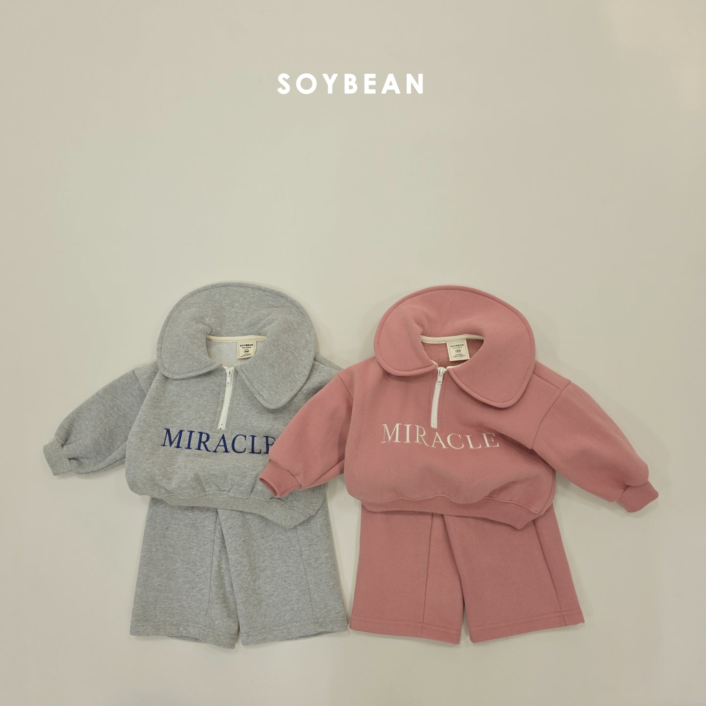 (Pre-order) Soybean Kids Winter - Miracle Half-Zip Top & Bottom Set 미라클반집업상하 (2 Colors)
