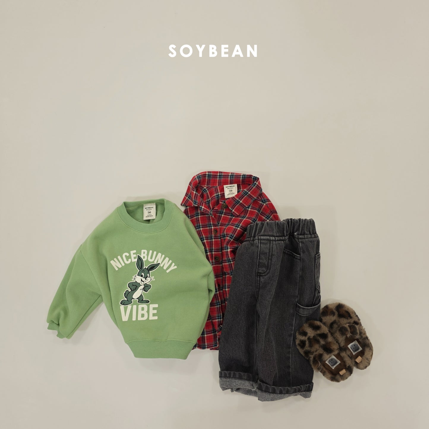 (Pre-order) Soybean Kids Winter - Fleece-Lined Work Denim Pants 기모워크데님팬츠 (2 Colors)